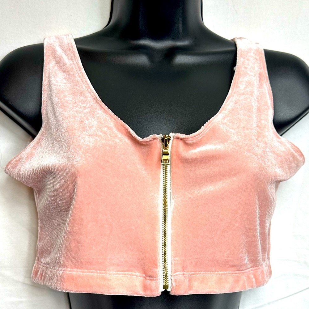 dbleudazzled sample pink velveteen crop top